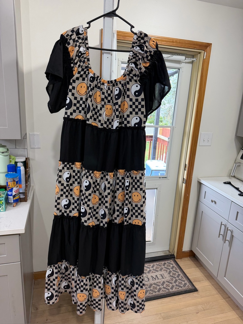 Dressed in Lala Boho Smiley Dress in Black and Beige
